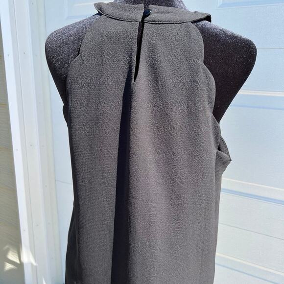Monteau Halter neck, black top with scalloped arms, women's size M, sleeveless - Picture 4 of 10